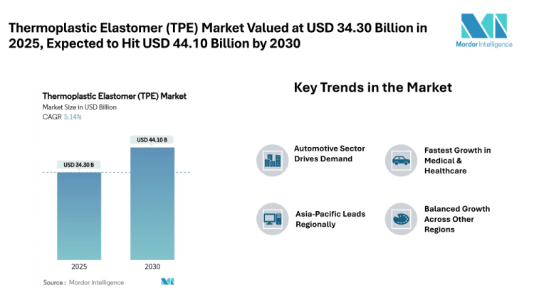 Thermoplastic Elastomer (TPE) Market Global Industry Expected to Cross USD 44.10 Billion by 2030 | Driven by Automotive and Medical Demand