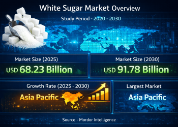 White Sugar Market Size to Reach USD 91.78 Billion by 2030, Supported by Processed Food Demand and Rising Industrial Use