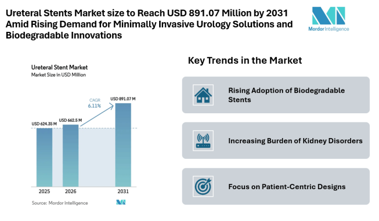 Ureteral Stents Market size to Reach USD 891.07 Million by 2031 Amid Rising Demand for Minimally Invasive Urology Solutions and Biodegradable Innovations