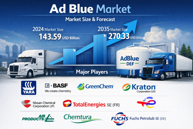 Ad Blue Market is Expected to Reach 270.33 USD Billion by 2035, with a CAGR of 5.9%, Asia Pacific to Lead the Global Industry