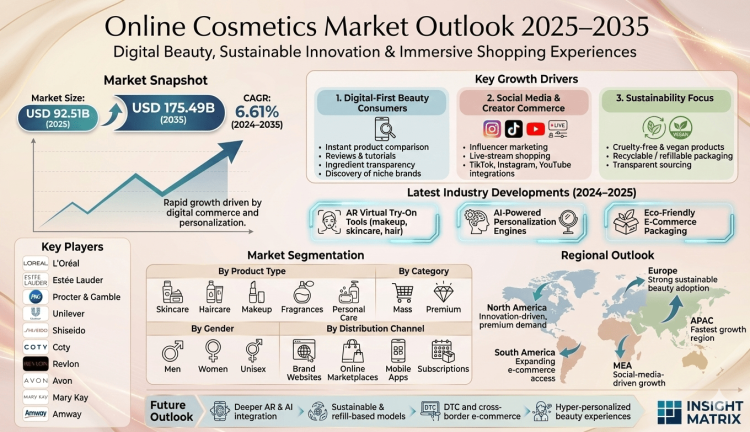 Online Cosmetics Market Growth Driven by Digital Beauty Trends and Sustainable Innovation, Expanding at 6.61% CAGR Through 2035